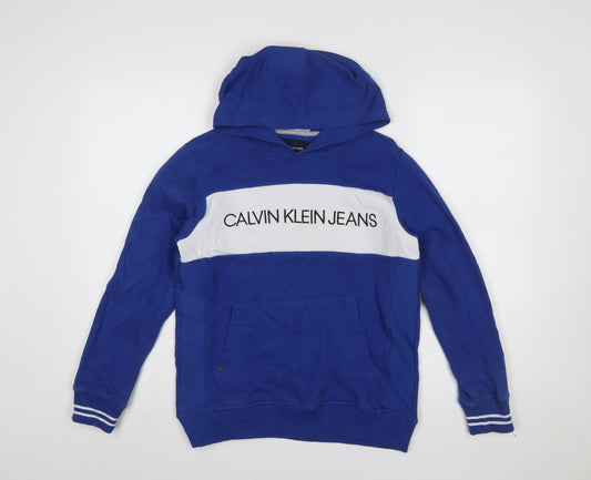 Calvin Klein Jeans Boys Blue Pullover Hoodie M (10/12) Cotton Blend