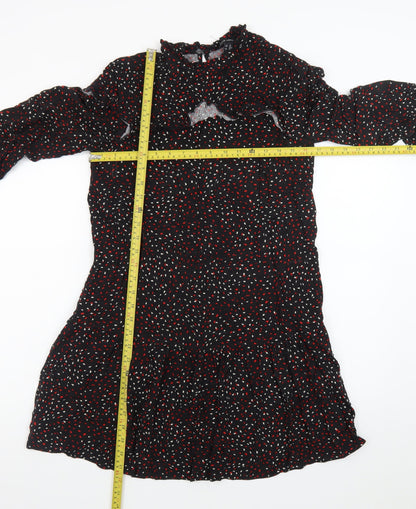 New Look Women's Black Floral Ruffle Shift Dress Size 8