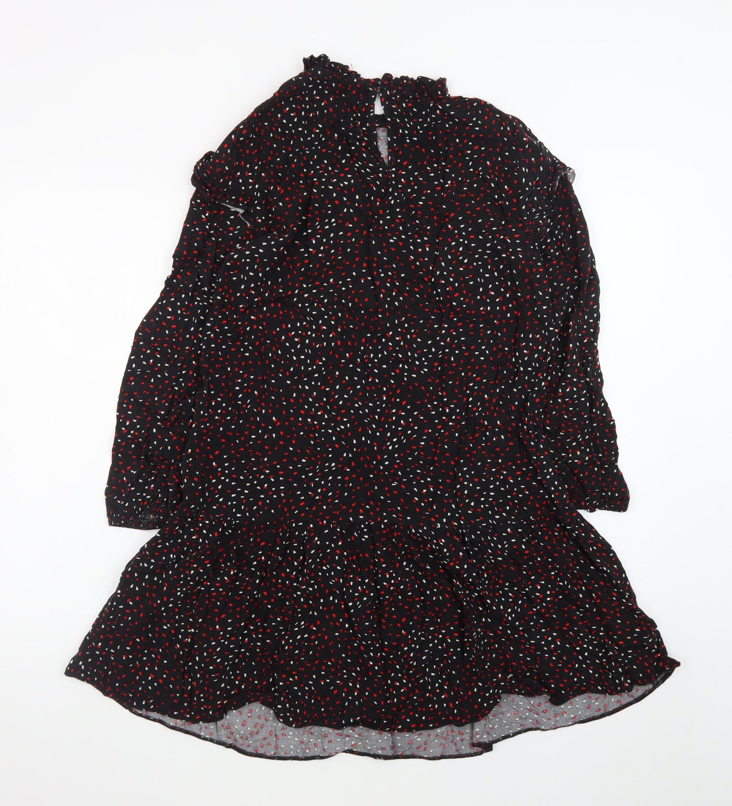 New Look Women's Black Floral Ruffle Shift Dress Size 8
