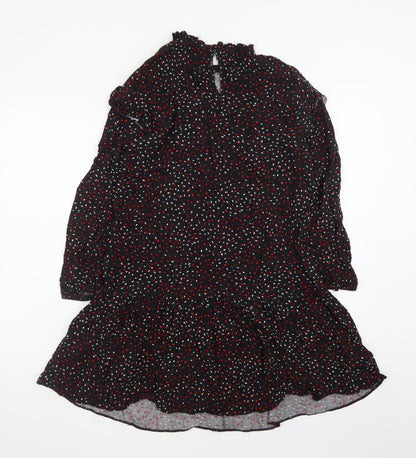 New Look Women's Black Floral Ruffle Shift Dress Size 8