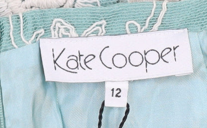 Kate Cooper Women Blue Size 12 A-Line Lace Embroidered Skirt