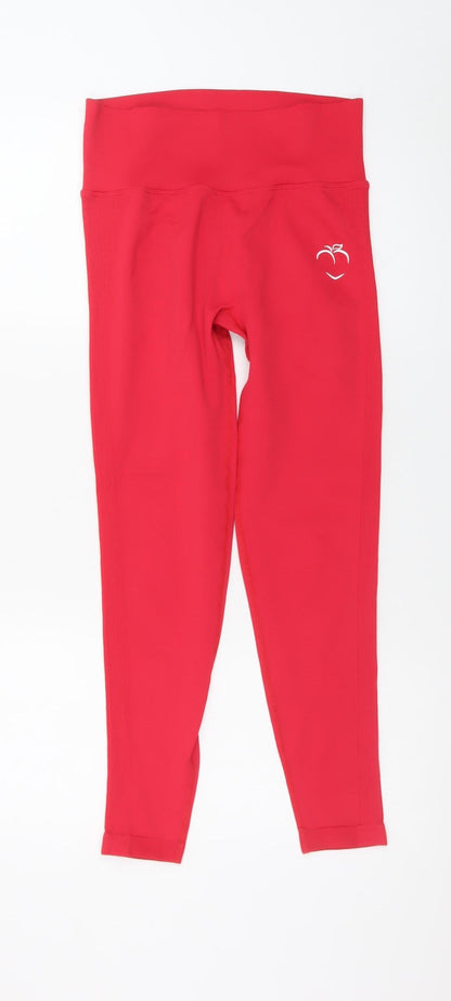 Peach Women's Red Seamless High Rise Ankle Leggings Size M