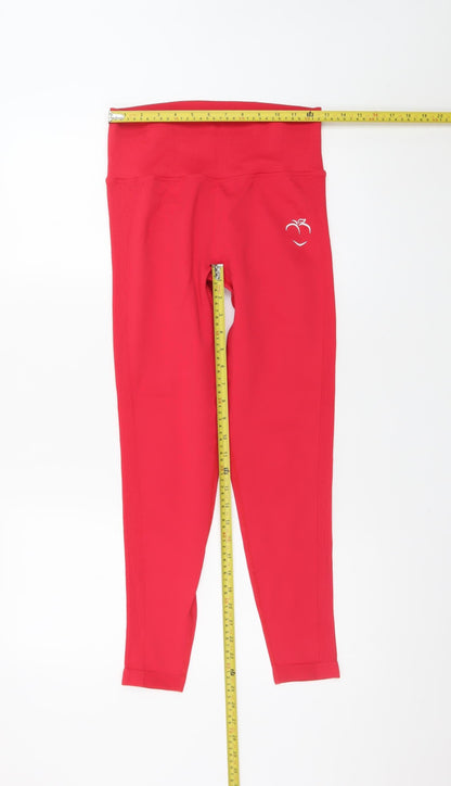 Peach Women's Red Seamless High Rise Ankle Leggings Size M