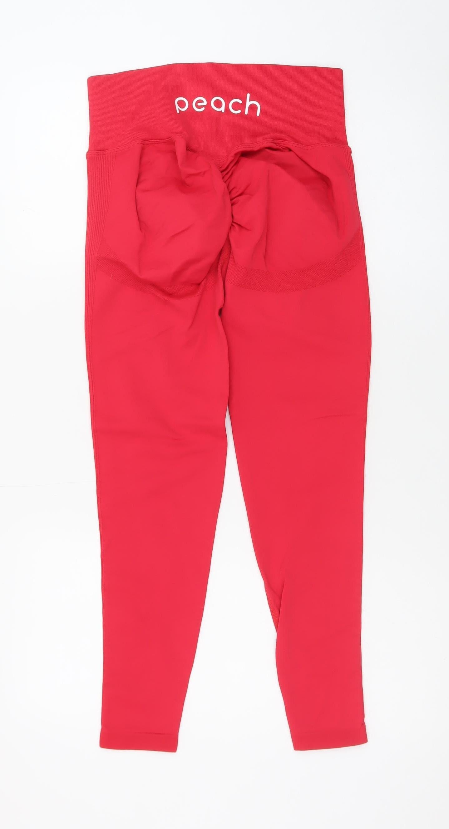 Peach Women's Red Seamless High Rise Ankle Leggings Size M