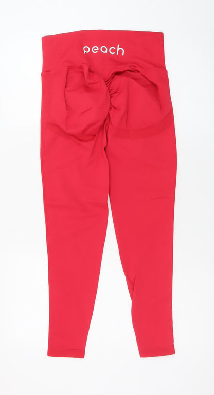 Peach Women's Red Seamless High Rise Ankle Leggings Size M
