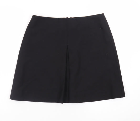 COS Women Black Wool Blend A-Line Knee Length Skirt Size 10