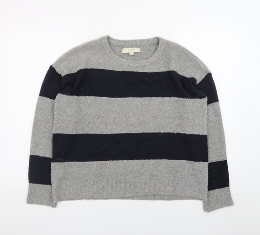 Ann Taylor Loft Women's Grey Navy Striped Wool Blend Jumper M
