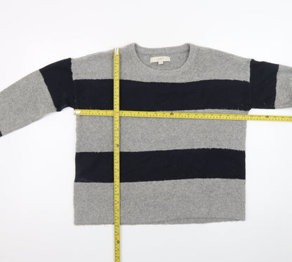 Ann Taylor Loft Women's Grey Navy Striped Wool Blend Jumper M