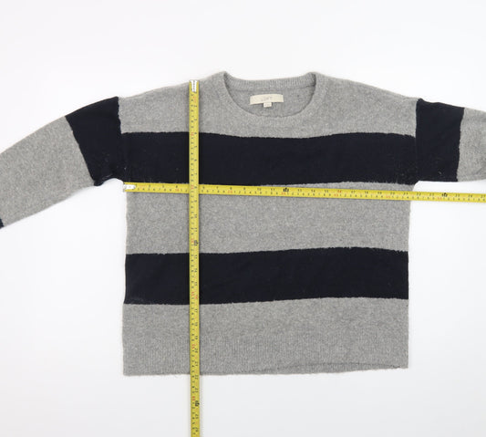 Ann Taylor Loft Women's Grey Navy Striped Wool Blend Jumper M