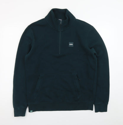 Diesel Men's Green 1/4 Zip Fleece Sweatshirt M Pullover
