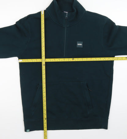 Diesel Men's Green 1/4 Zip Fleece Sweatshirt M Pullover