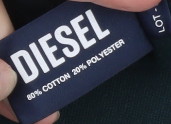 Diesel Men's Green 1/4 Zip Fleece Sweatshirt M Pullover