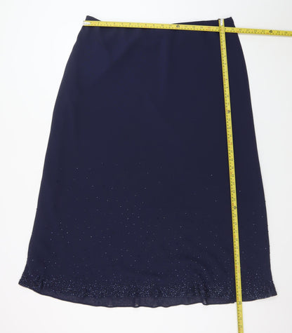 Personal Choice Women's Blue Beaded Midi Skirt Size 22