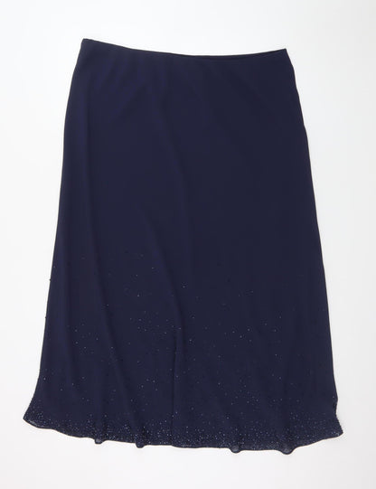 Personal Choice Women's Blue Beaded Midi Skirt Size 22