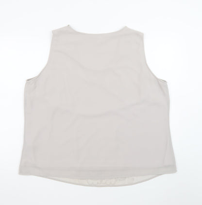 Nightingales Women’s Beige Sleeveless Beaded Tunic Blouse Size 24