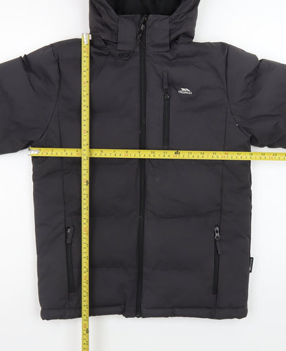 Trespass Boys Black 9-10 Years Waterproof Hooded Puffer Jacket