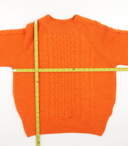 Next Women’s Orange Cable-Knit Jumper XS Crew Neck Pullover
