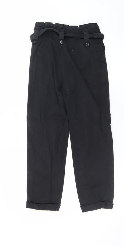 Topshop Petite Black Paperbag High Waisted Trousers Size 4