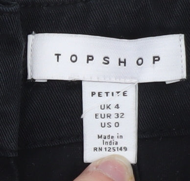 Topshop Petite Black Paperbag High Waisted Trousers Size 4