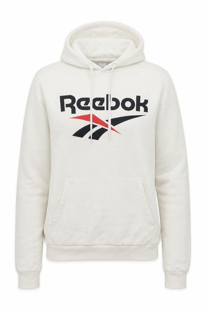 Reebok Men's White XS Pullover Hoodie with Logo Print