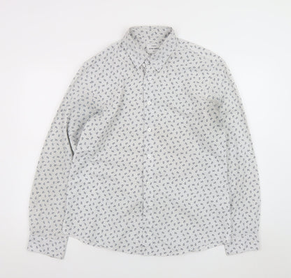 Peter Werth Men's White Paisley Long Sleeve Cotton Button-Up Shirt Size L
