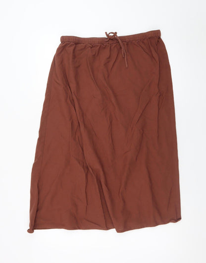 Dunnes Stores Women’s Brown Midi Linen Cotton Straight Skirt Size 14