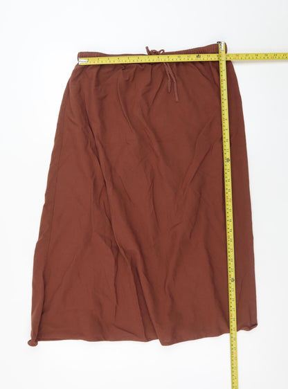 Dunnes Stores Women’s Brown Midi Linen Cotton Straight Skirt Size 14