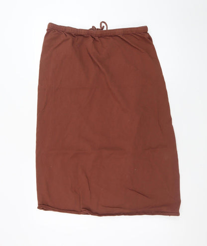 Dunnes Stores Women’s Brown Midi Linen Cotton Straight Skirt Size 14