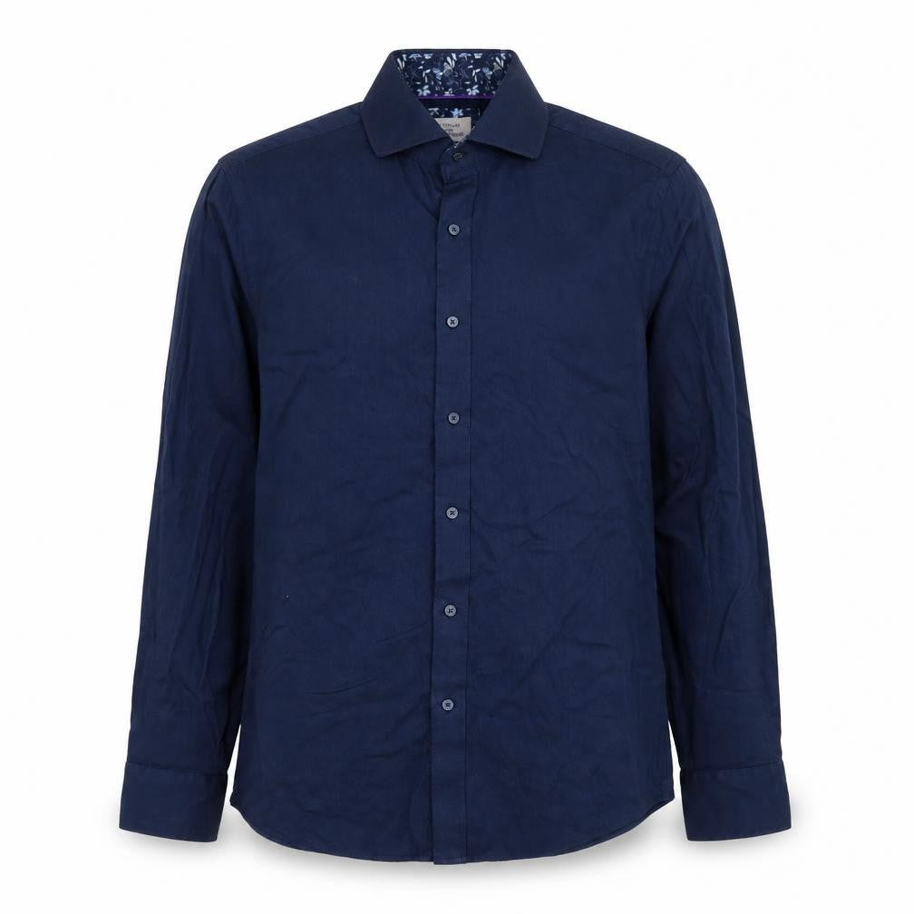 Gianni Feraud Men's Blue Slim Fit Long Sleeve Cotton Button-Up Shirt Size M
