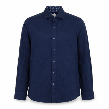 Gianni Feraud Men's Blue Slim Fit Long Sleeve Cotton Button-Up Shirt Size M