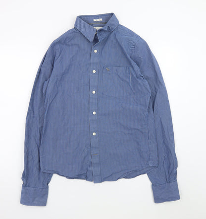 Abercrombie & Fitch Men's Blue Striped Muscle Fit Cotton Shirt L