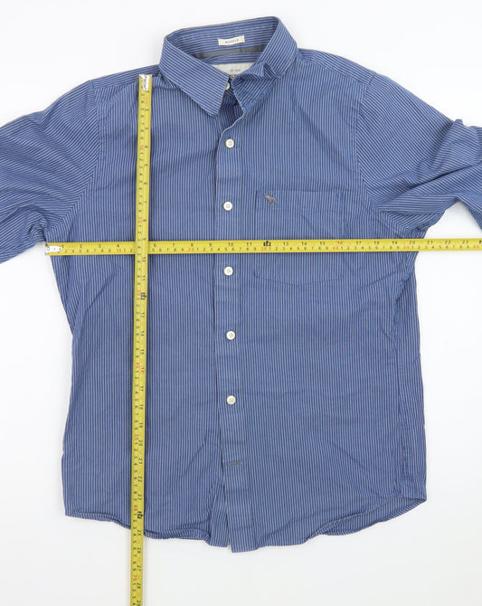 Abercrombie & Fitch Men's Blue Striped Muscle Fit Cotton Shirt L