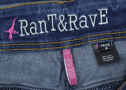 Rant & Rave Women's Blue Stretch Straight Jeans Size 14 Regular
