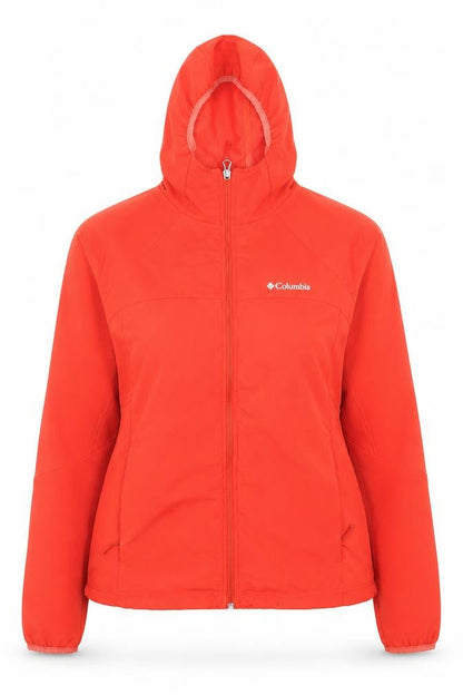 Columbia Women's Red Soft Shell Hooded Jacket Size L Outdoor Windproof
