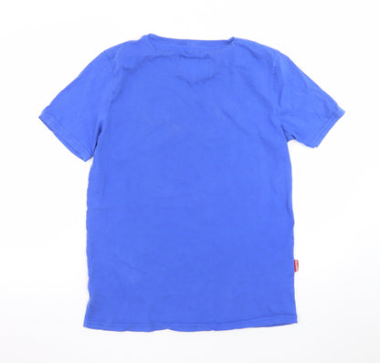 Paraffin Men’s Blue Regular Fit Cotton Crew Neck T-Shirt Size L
