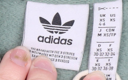 Adidas Women's Green Hoodie Size XS Pullover Cotton Blend