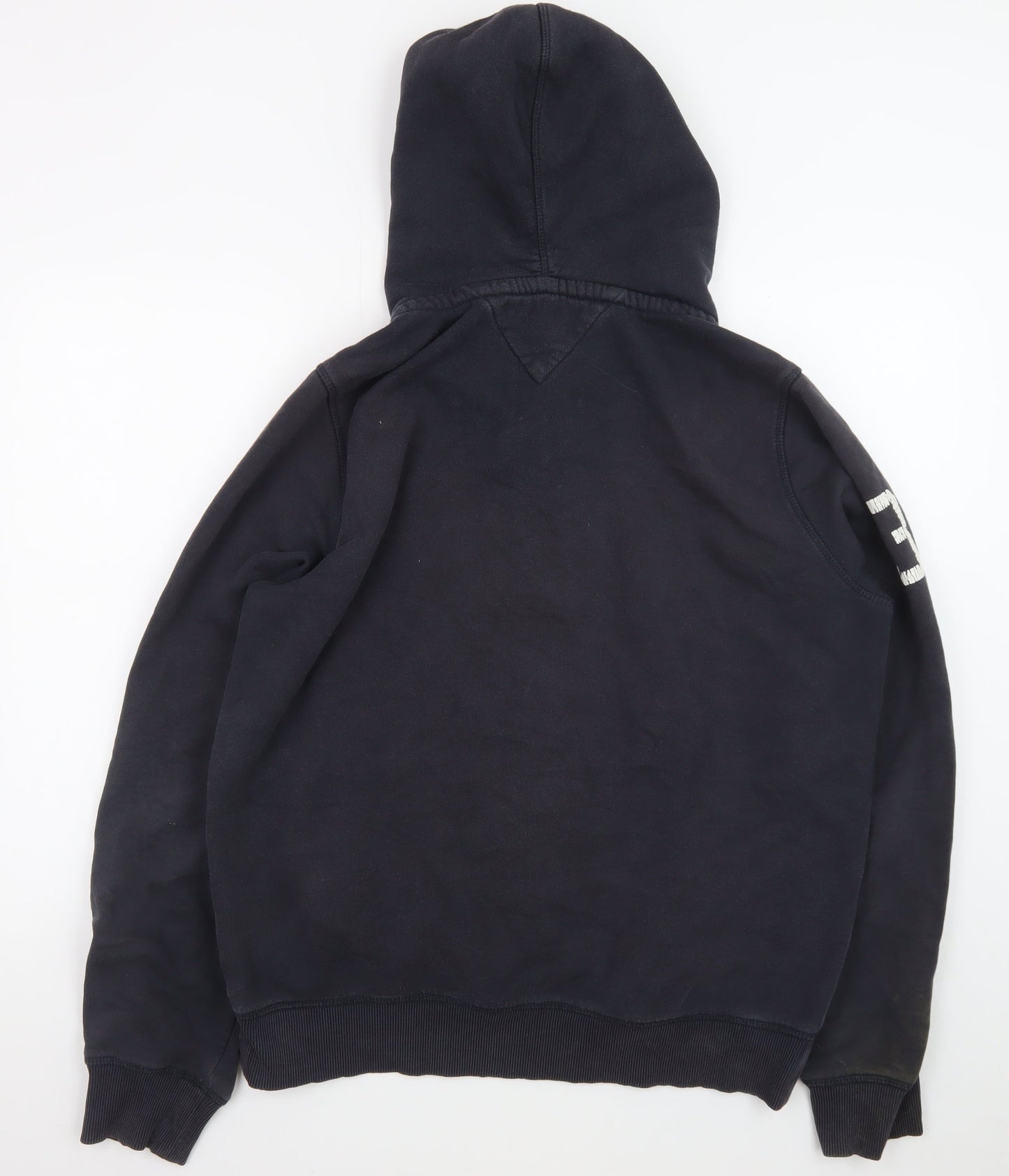 Tommy Hilfiger Men's Blue XL Henley Hoodie with Logo Detail