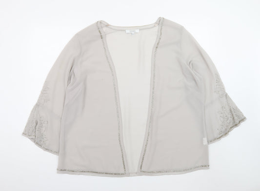 Nightingales Womens Beige Beaded Kimono Blouse UK 24 Plus Size