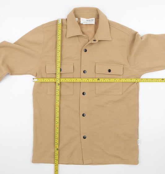 SELECTED HOMME Men's Beige Cotton Blend Casual Jacket Size S
