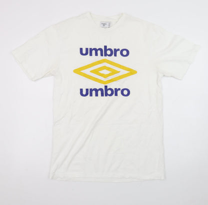 Umbro Men's White Short Sleeve Sports Logo T-Shirt Size M