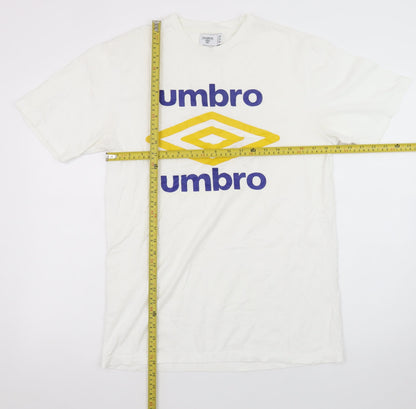 Umbro Men's White Short Sleeve Sports Logo T-Shirt Size M