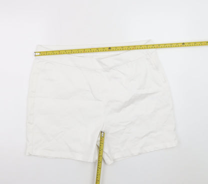 Savida Women White Chino Shorts Size 18 Cotton Blend