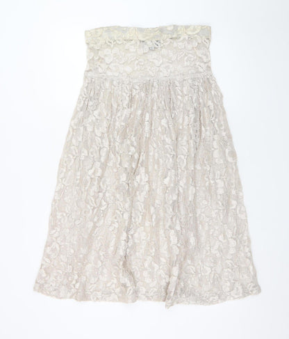 Switch USA Women's Ivory Lace A-Line Knee Length Skirt S