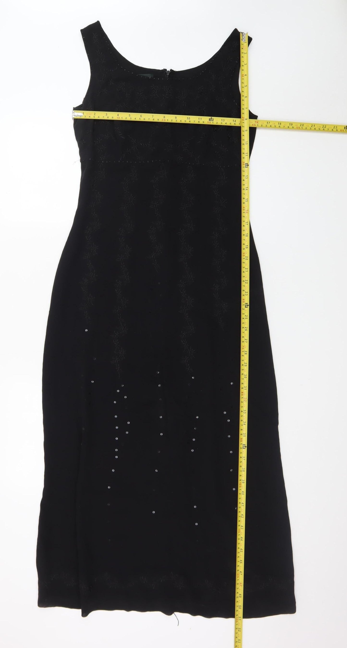 Laura Ashley Women’s Black Silk Midi Sheath Dress Size 10 Elegant Formal