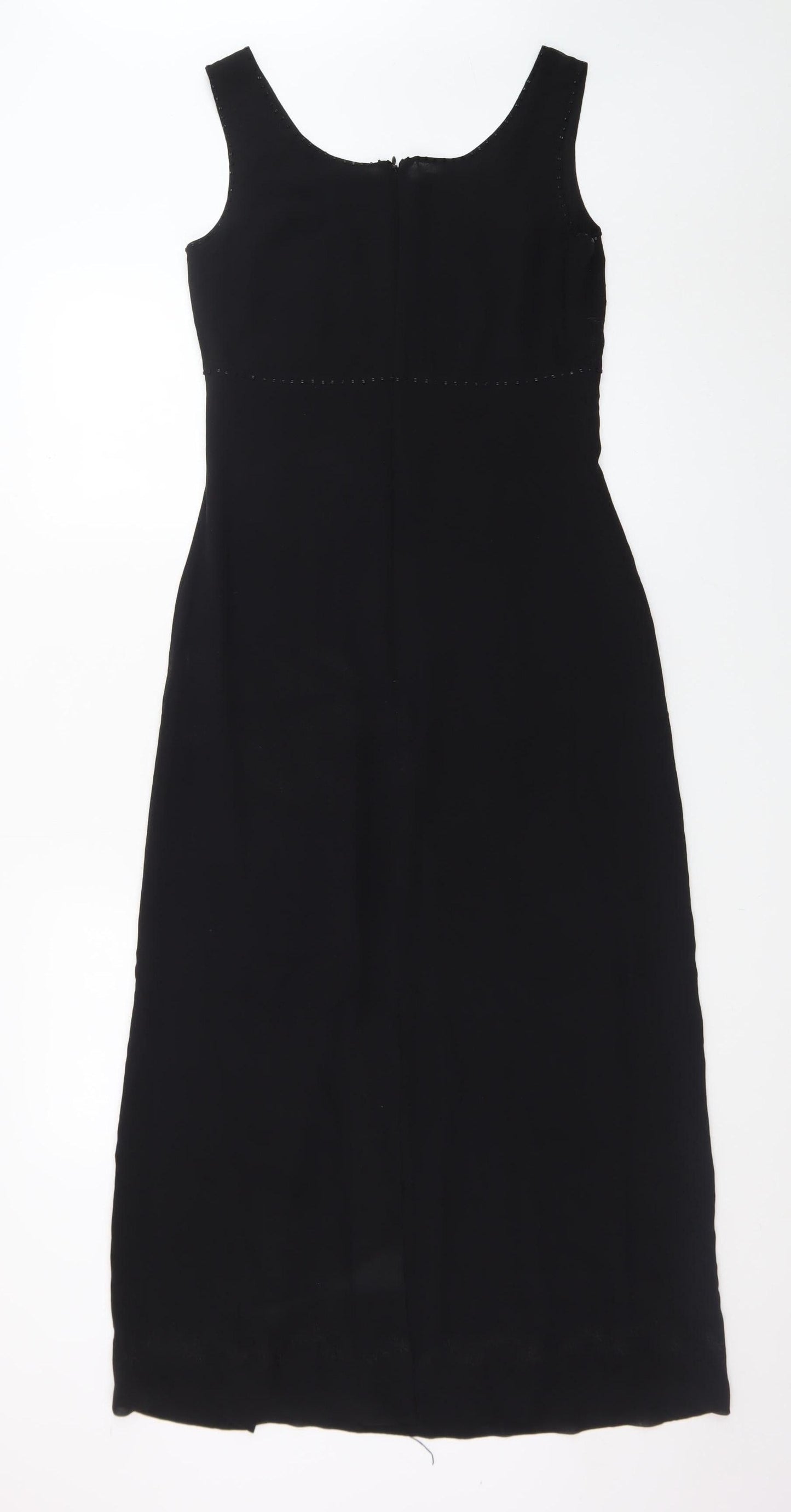 Laura Ashley Women’s Black Silk Midi Sheath Dress Size 10 Elegant Formal