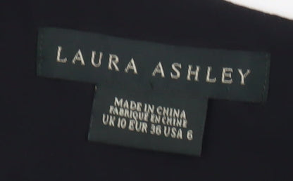 Laura Ashley Women’s Black Silk Midi Sheath Dress Size 10 Elegant Formal
