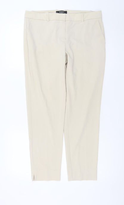 Mango Women Beige Chino Slim Trousers Size 12 Straight Fit