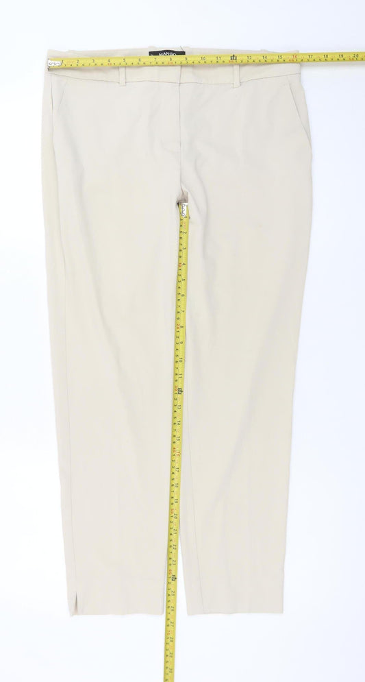 Mango Women Beige Chino Slim Trousers Size 12 Straight Fit