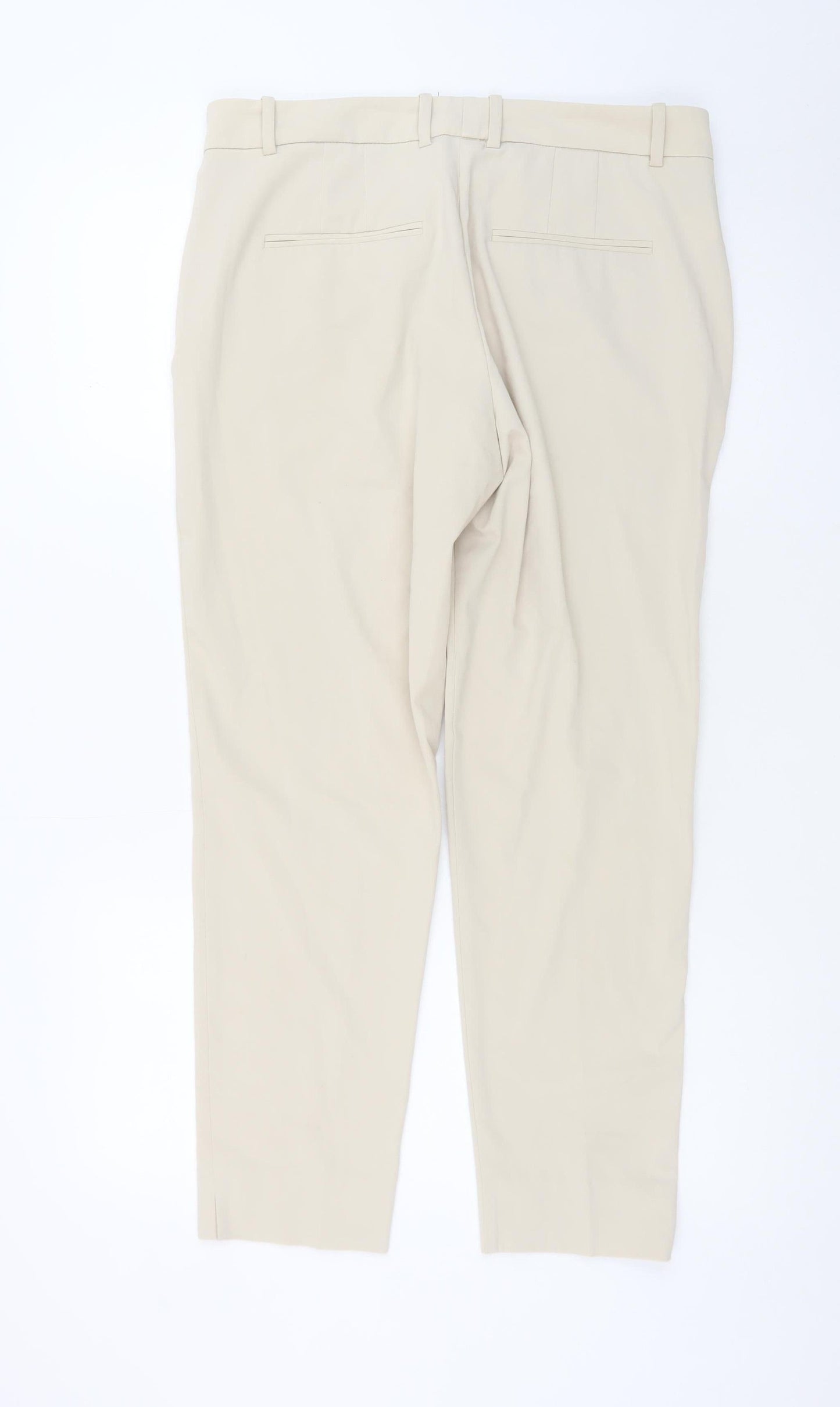 Mango Women Beige Chino Slim Trousers Size 12 Straight Fit