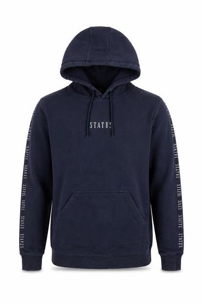 Status Men's Blue Pullover Hoodie L Fleece Graphic Logo Hooded Top
